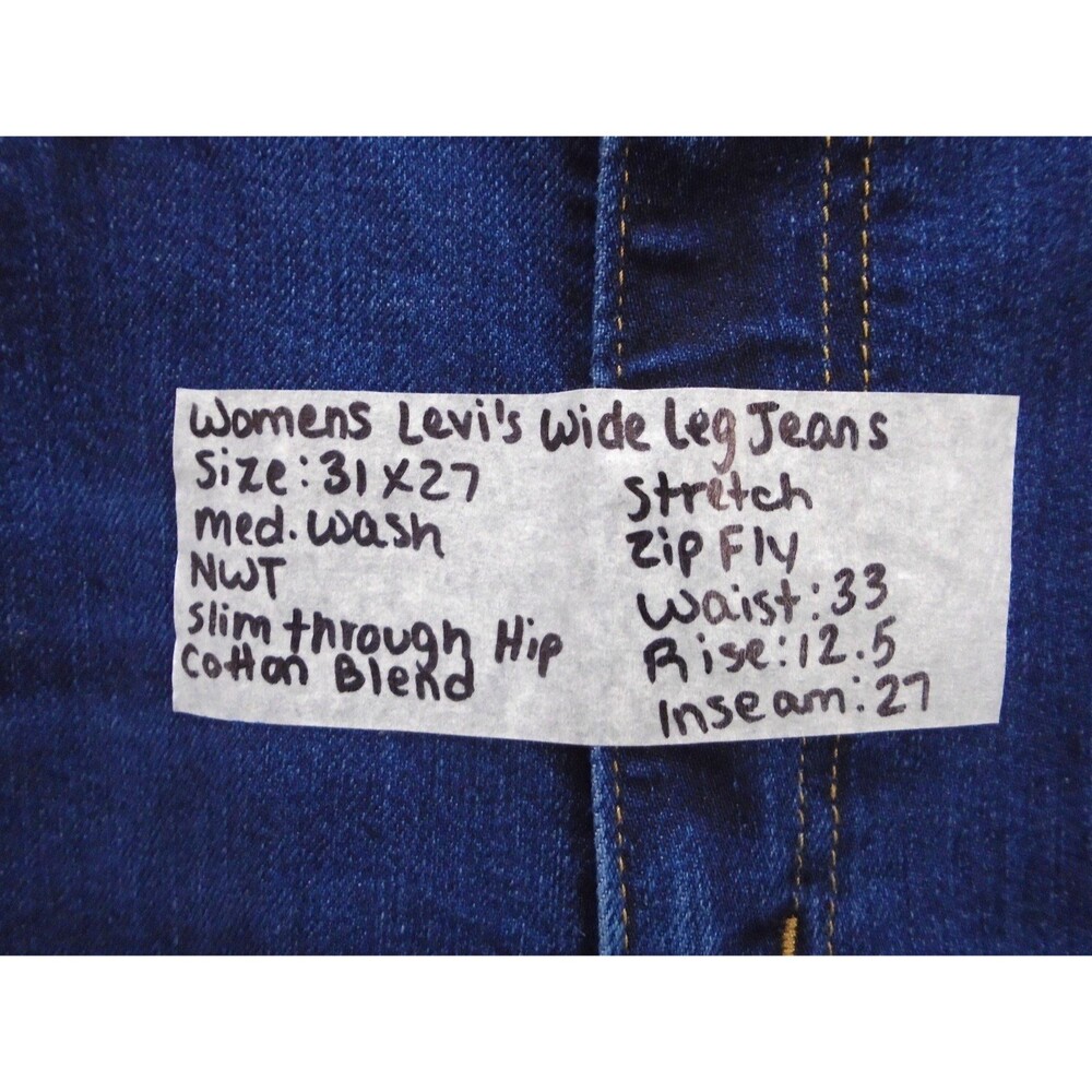 Levi's High Rise Wide Leg Jeans Womens 31x27 Winter Evening Dark Indigo Denim - Picture 4 of 12